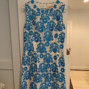 Tory Burch Blue Embroidered Lace Cocktail Dress 6